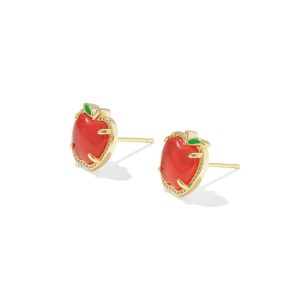 Apple Gold Stud Earrings - view 2