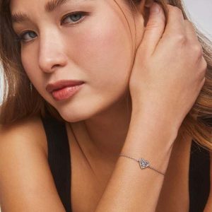 Ari Heart Silver Chain Bracelet in Platinum Drusy - view 2