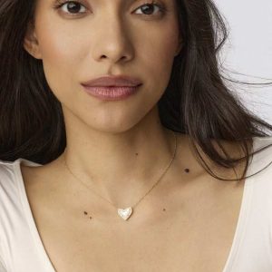 Ari Heart Gold Pendant Necklace in Ivory Mother-of-Pearl - alternate view