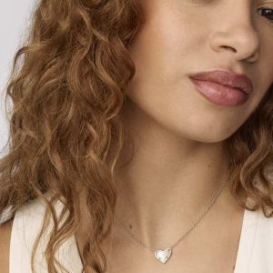 Ari Heart Silver Pendant Necklace in Ivory Mother-of-Pearl - alternate view