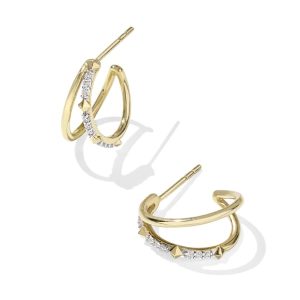 Astrid 14k Yellow Gold Split Hoop Earrings in White Diamond