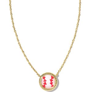 Baseball Gold Short Pendant Necklace in Ivory Mother-of-Pearl