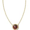 Basketball Gold Short Pendant Necklace in Orange Goldstone