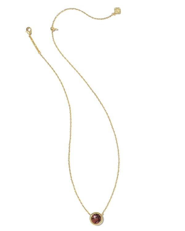 Basketball Gold Short Pendant Necklace in Orange Goldstone - alternate view