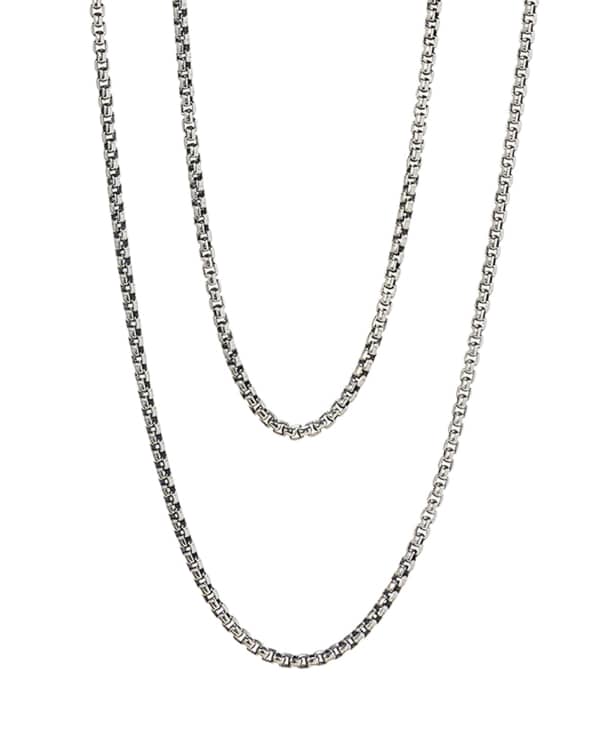 Beck 20" Thin Round Box Chain Necklace in Oxidized Sterling Silver - alternate view