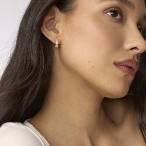 Cailin Gold Crystal April Huggie Earrings - view 2