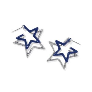 Cassidy Silver Enamel Double Star Hoop Earrings
