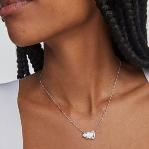 Cheer Silver Short Pendant Necklace in White Mother-of-Pearl - alternate view