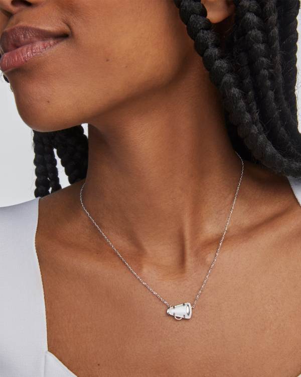 Cheer Silver Short Pendant Necklace in White Mother-of-Pearl - alternate view