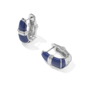 Courtney Silver Enamel Huggie Earrings