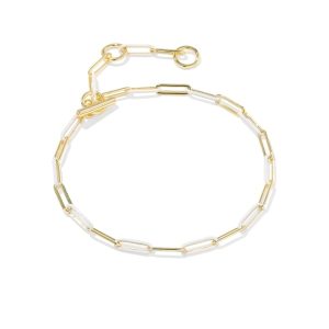 Courtney Gold Enamel Link and Chain Bracelet