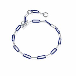 Courtney Silver Enamel Link and Chain Bracelet