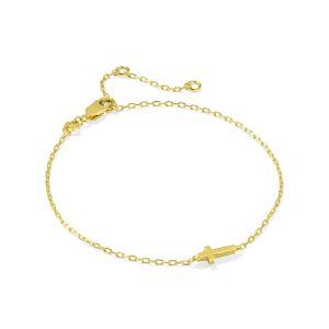 Cross Inline Bracelet in 18k Gold Vermeil