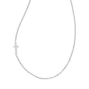 Cross Sterling Silver Inline Pave Necklace in White Topaz