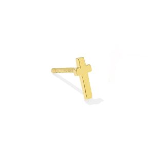 Cross Single Stud Earring in 18k Gold Vermeil