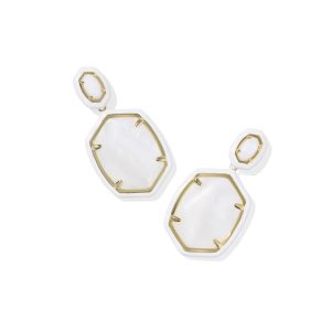 Daphne Enamel Frame Gold Drop Earrings