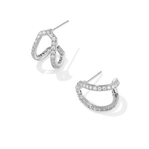 Daphne Pave Silver Huggie Earrings