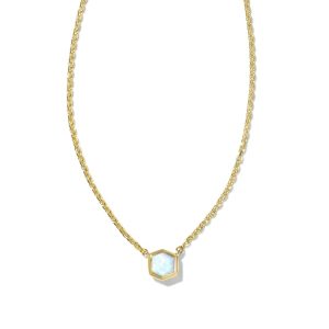 Davie 18k Gold Vermeil Pendant Necklace in White Lab Grown Opal