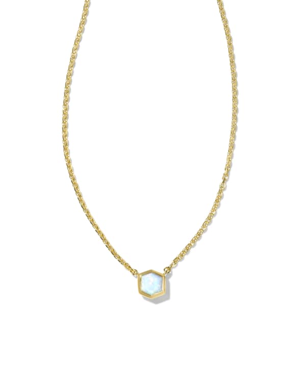 Davie 18k Gold Vermeil Pendant Necklace in White Lab Grown Opal