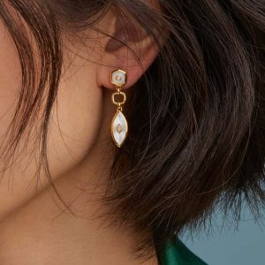 Davie 18k Gold Vermeil Stone Drop Earrings - view 2