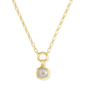 Davie 18k Gold Vermeil Stone Link and Chain Necklace