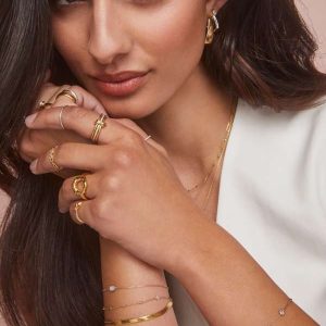Davie 18k Gold Vermeil Trio Delicate Bracelet in White Sapphire - view 2