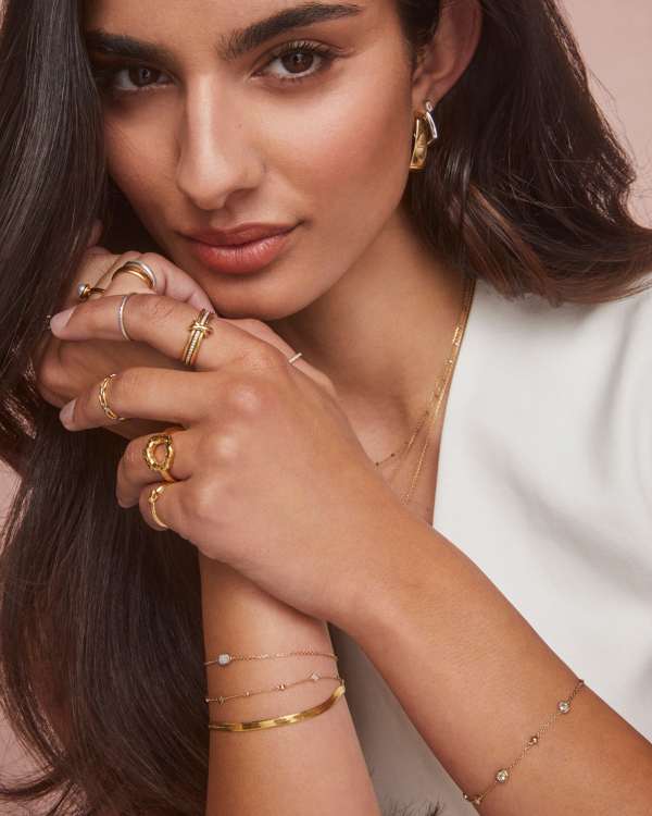 Davie 18k Gold Vermeil Trio Delicate Bracelet in White Sapphire - view 2