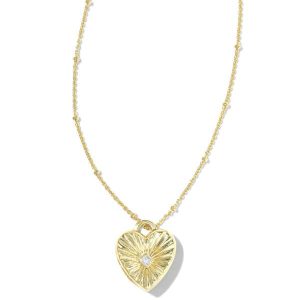 Meredith 18k Gold Vermeil Locket Necklace in White Topaz