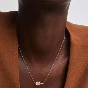 Diamond Accent Tennis Racket 14k Yellow Gold Necklace - alternate view