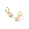 Dira 18k Gold Vermeil Carved Stone Huggie Earrings