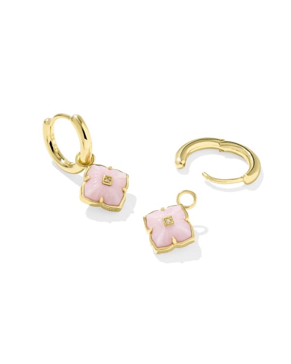 Dira 18k Gold Vermeil Carved Stone Huggie Earrings - view 2