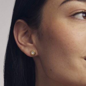 Dira Sun 18k Gold Vermeil Stone Stud Earrings - view 2
