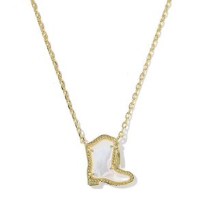 Drill Team Boot Gold Short Pendant Necklace
