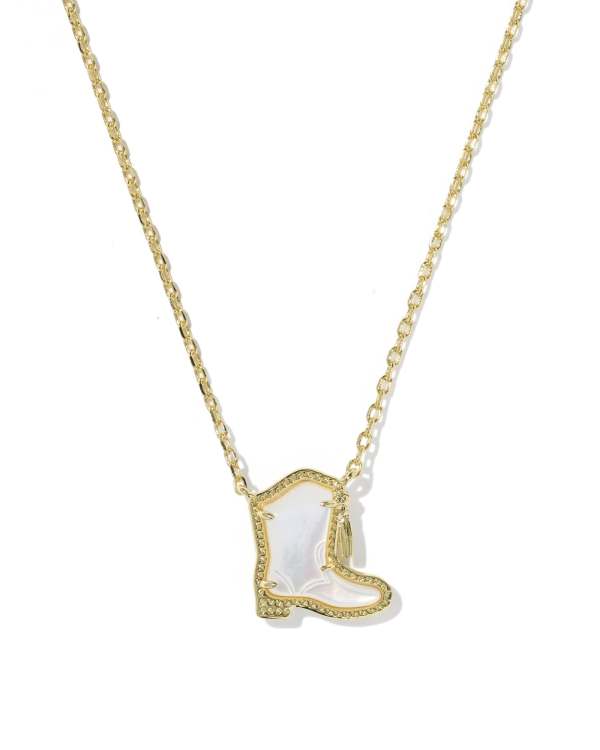 Drill Team Boot Gold Short Pendant Necklace