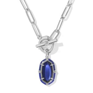 Elisa Silver Enamel Link and Chain Necklace