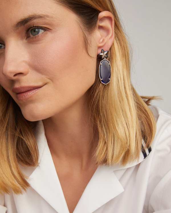 Elle Silver Enamel Frame Star Drop Earrings - view 2