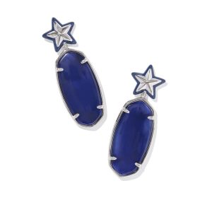 Elle Silver Enamel Frame Star Drop Earrings