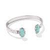 Elton Vintage Silver Etch Frame Cuff Bracelet in Sea Green Chrysocolla