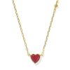 Enamel 18k Gold Vermeil Heart Pendant Necklace in Red Enamel