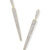 Spike 14k Yellow Gold Linear Earrings in White Diamond