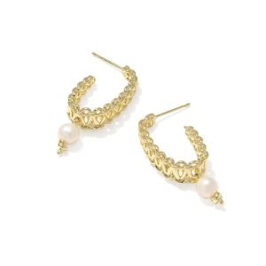 Gabriella Gold Pearl Hoop Earrings