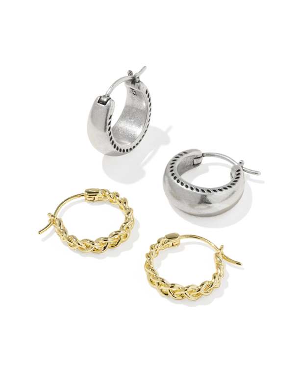 Gabriella Mixed Metal Set of 2 Huggie Earrings