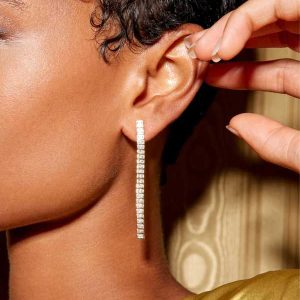 Gracie Long Tennis Linear Earrings in Gold - view 2