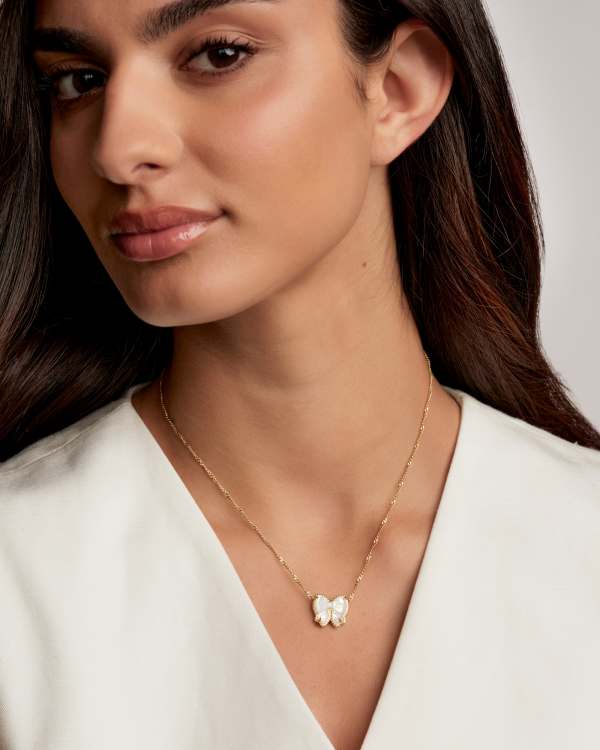 Haley Bow Gold Short Pendant Necklace - alternate view