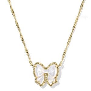 Haley Bow Gold Short Pendant Necklace