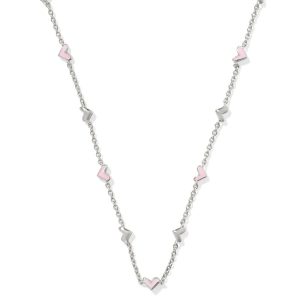 Haven Silver Strand Necklace in Pink Enamel - alternate view