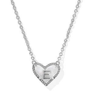 Ari Heart Letter E Silver Short Pendant Necklace