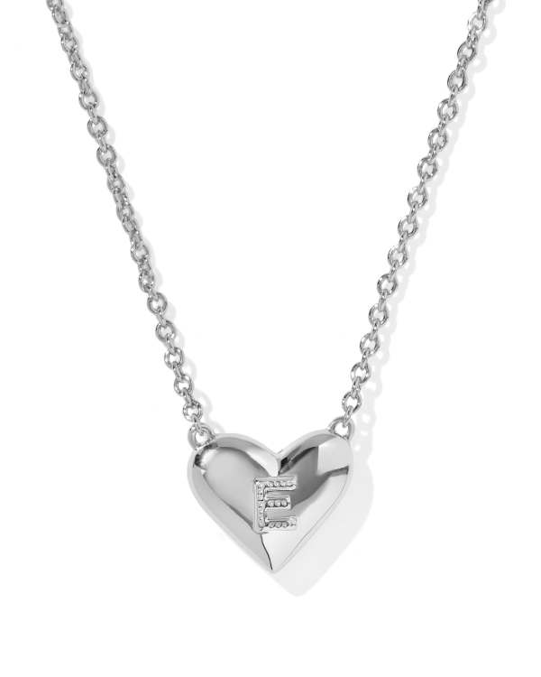Ari Heart Letter E Silver Short Pendant Necklace - alternate view