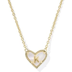 Ari Heart Letter K Gold Short Pendant Necklace