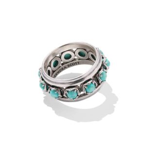 Ida Vintage Silver Band Ring in Sea Green Chrysocolla